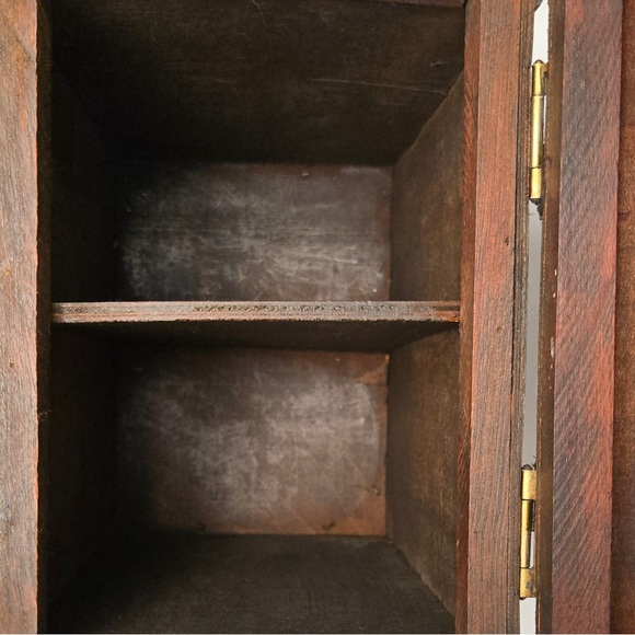 Rustic Wooden Trunk Wall Box Storage Chest Faux Leather Straps - Picture 11 of 15